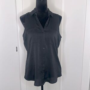 Express black sleeveless collared button front tunic top with pockets Size M